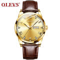 Marque OLEVS 6896 Mode Affaires En Cuir Véritable Montres Hommes Casual Chronographe Quartz Montre-Bracelet Relojes Al Por Mayor